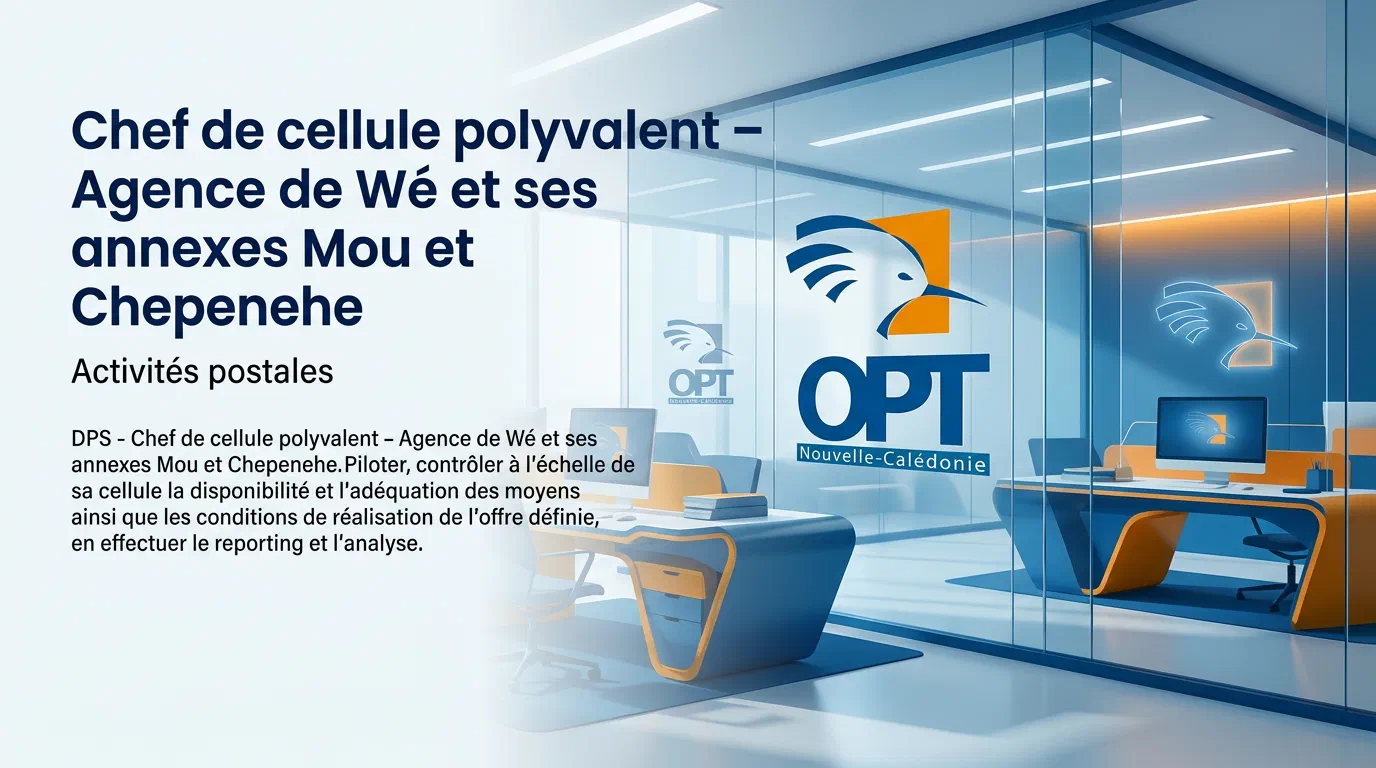 Illustration du poste : Chef de cellule polyvalent – Agence de Wé et ses annexes Mou et Chepenehe